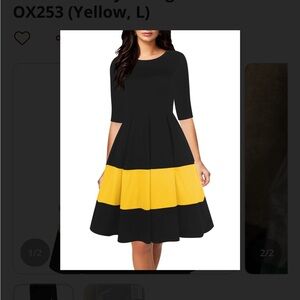 Elegant Black and Yellow Midi Dress